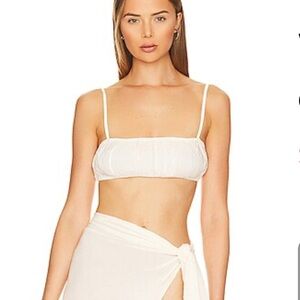 WeWoreWhat Cream Ruched Bra Top